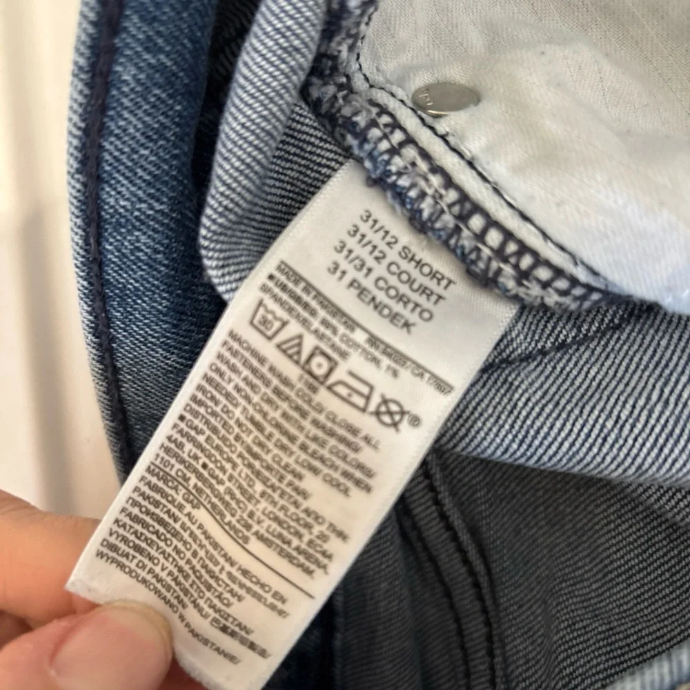 GAP High Rise Stride Wide Leg Cargo Jeans Light Wash Blue Denim 12 31 P Petite - Picture 7 of 11